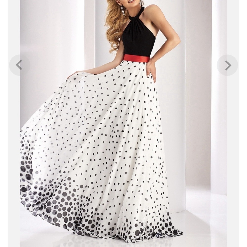 Clarisse Polkadot A-line Prom Maxi Dress Sz 12 New